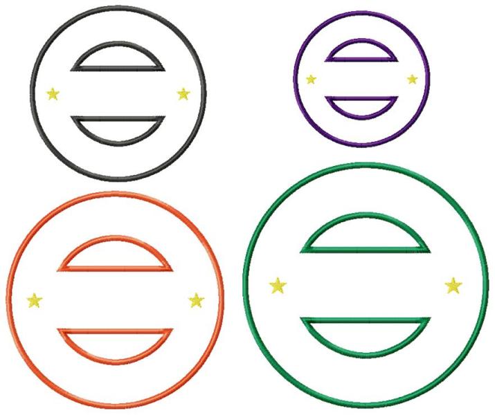 Preview: 4 Stickdateien Stempel - Applikation blanko für 10x10 / 13x18 / 16x26 / 18x30 cm Stickrahmen im Set